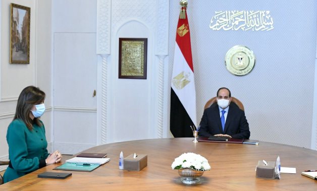 File-President Abdel Fatah al-Sisi meets with Immigration Minister Nabila Makram 