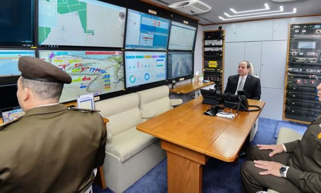 President Abdel Fattah El-Sisi inspected the control and follow-up operations center of the National Network for Emergency and Public Safety- press photo
