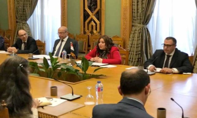 Meeting of the Assistant to Minister of Foreign Affairs for American Affairs, Mahy Abdel Latif, and Acting Assistant Secretary of State for Near Eastern Affairs Yael Lempert on April 24, 2022. Press Photo