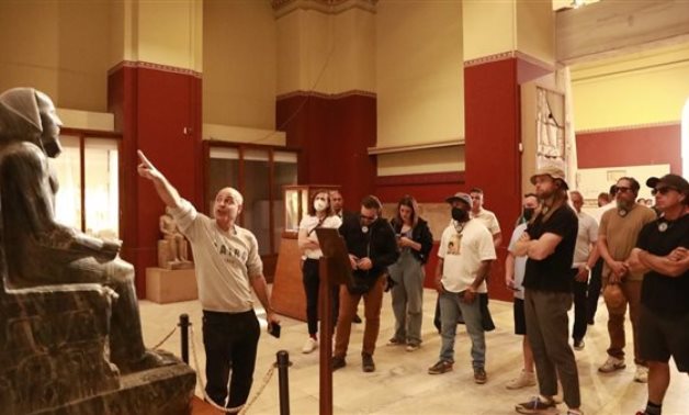 Maroon 5 band during their visit to the Egyptian Museum in Tahrir - social media