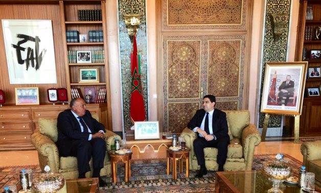 Meeting of Minister of Foreign Affairs Sameh Shokry and Moroccan counterpart Nasser Borita in the Morocco capital, Rabat, on May 9, 2022. Press Photo 