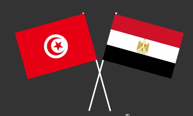 FILE- Egyptian and Tunisian flags - Press Photo