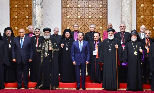 President Abdel Fattah al-Sisi with heads of churches of the Middle East - Facebook page of the Egyptian presidential spoksperson