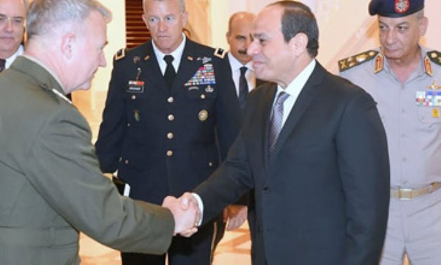 Egypt's President Abdel Fattah El-Sisi in his meeting on Tuesday General Kenneth Mckenize Jr in Cairo (Photo: Egyptian presidency)