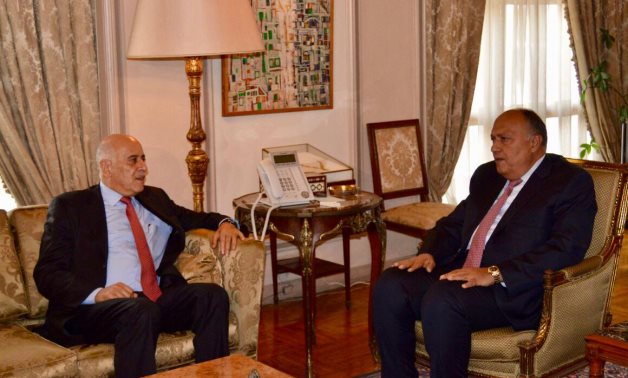 File- Minister of Foreign Affairs Sameh Shoukry met with Major General Jibril Rajoub, Secretary General of Fatah’s Central Committee, during his current visit to Cairo on February 22,2019- Press photo.