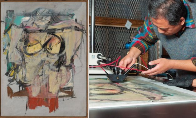 Willem de Kooning's painting "Woman-Ochre" being repaired after it was looted for 30 years - social media
