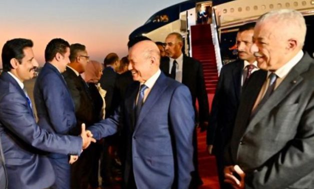 Head of Yemen’s Presidential Leadership Council (PLC) Rashad Al-Alimi arrives in Cairo