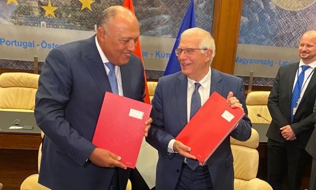 Egyptian Foreign Minister Sameh Shoukry and High Representative of the European Union for Foreign Affairs and Security Policy Josep Borell endorsed the Egypt-EU partnership priorities- press phtot