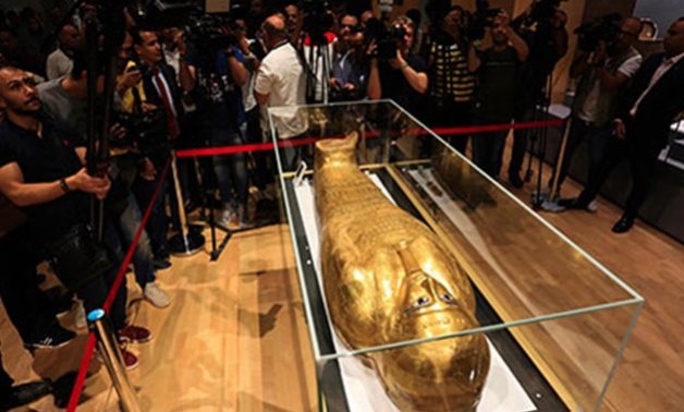 FILE - Golden sarcophagus of Nedjemankh 