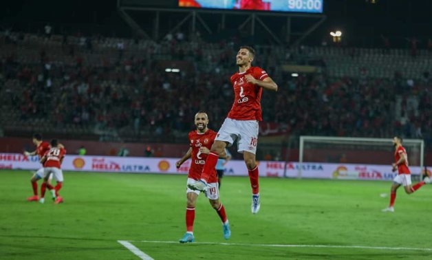 Mohamed Sherif celebrates scoring the winning goal 
