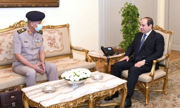 Egyptian President Abdel Fattah El-Sisi met with General Muhammad Zaki, Commander-in-Chief of the Armed Forces on June 24, 2022- Press photo