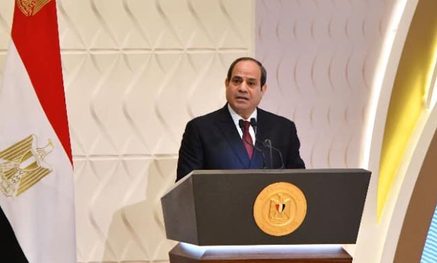 File- President Sisi gives a speech at the Egyptian Women day 2022- Press photo