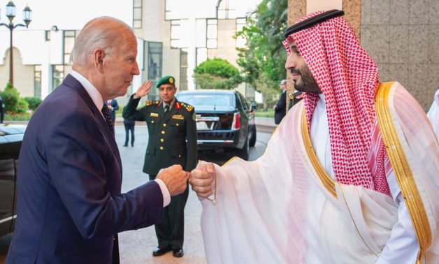 Saudi Crown Prince and Deputy Prime Minister Mohammed bin Salman bin Abdulaziz receives US President Joe Biden on July 15, 2022- photo from the Saudi Foreign Ministry