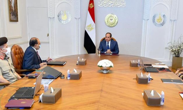 President Abdel Fattah El Sisi was briefed on the current status of flood protection projects in South Sinai and Sharm El-Sheikh- Press photo