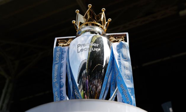 General view of the Premier League trophy displayed inside the stadium before the match Action Images via Reuters/Peter Cziborra/Files