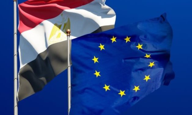 Egypt and European Union flags 
