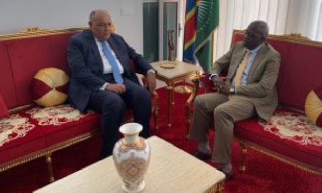 Foreign Minister Sameh Shoukry with his Congolese counterpart Christophe Lutundula