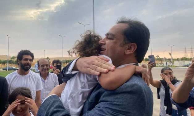 Former Egyptian MP Zeyad El Eleimy leaves prison on Monday. Courtesy of Presidential Pardon Committee member Tarek El Awady