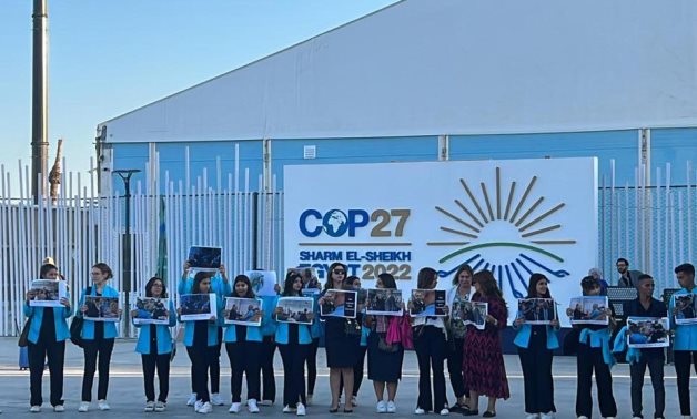 A protest outside COP27 headquarters in Sharm el-Sheikh 
