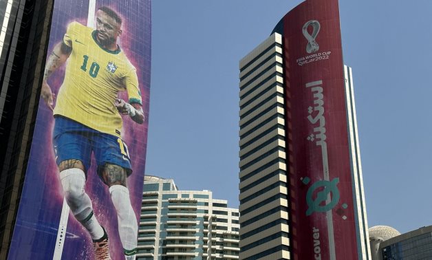 An image of Brazil's Neymar is seen on a building REUTERS/Hamad I Mohammed/Files