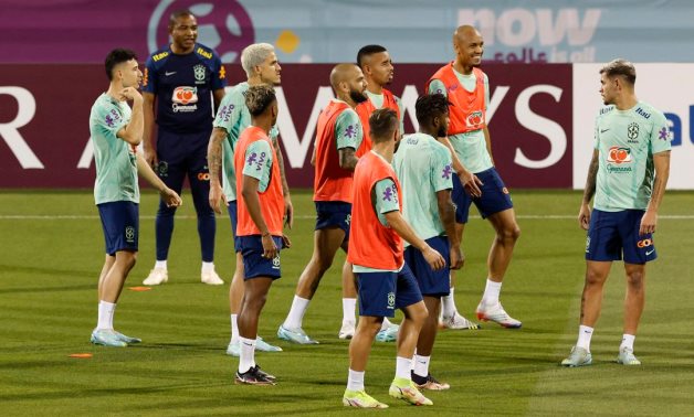 Brazil players during training REUTERS/Albert Gea