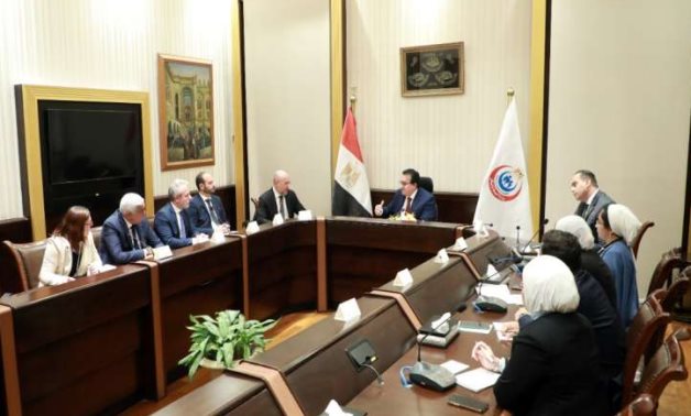 Meeting of Minister of Health and Population Khaled Abdel Ghaffar and Eni's Filippo Uberti in Cairo, Egypt on November 30, 2022. Press Photo