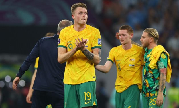 Australia's Harry Souttar looks dejected after the match as Australia are eliminated from the World Cup REUTERS/Molly Darlington