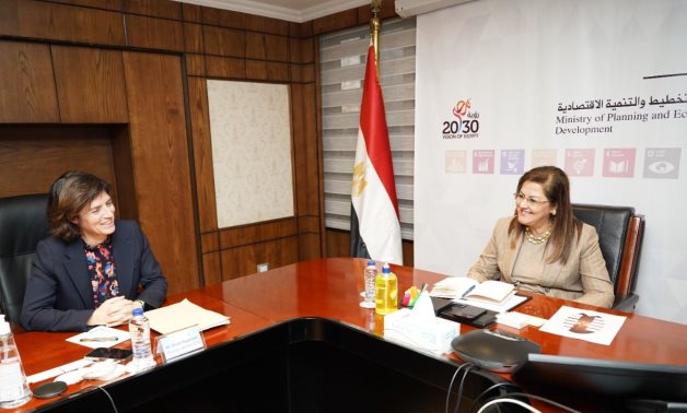 Meeting of Minister of Planning and Economic Development Hala El-Said and Chief Executive Officer of Orange Group Christel Heydemann in Cairo, Egypt in December 2022. Press Photo