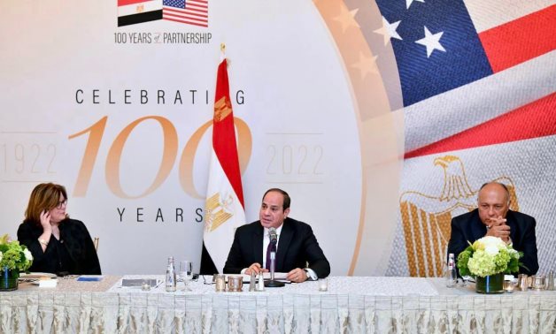 Egyptian President Abdel Fattah El-Sisi participated in the dinner banquet held by the American Chamber of Commerce in Washington- press photo