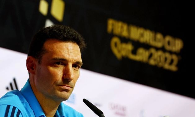 Argentina coach Lionel Scaloni during the press conference REUTERS/Gareth Bumstead