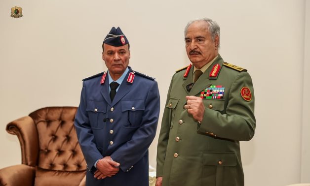 General Commander of the LNA Khalifa Haftar and Fighter Pilot Amer al-Geqm after the latter's release through a prisoner swap. Benhjazi, Libya. December 27, 2022. 