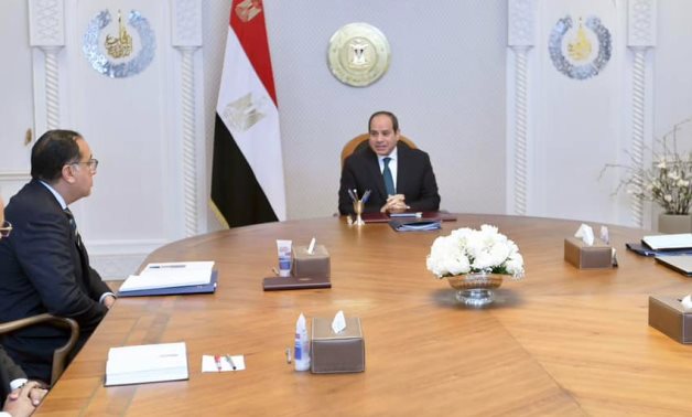 President Abdel Fattah El-Sisi met with Prime Minister Moustafa Madbouly and Minister of Social Solidarity Nevin El-Kabbaj- press photo