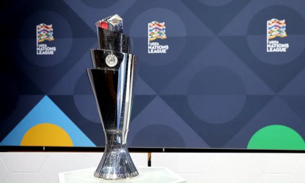 The Nations League trophy is seen on display before the draw REUTERS/Denis Balibouse