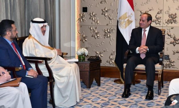Meeting of President Abdel Fatah al-Sisi and President of the Islamic Development Bank (IsDB) Mohamed al-Jasser on the sidelines of the World Government Summit in Duabi, UAE. February 14, 2023. 
