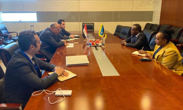 Meeting of Minister of Foreign Affairs Sameh Shokry and Rwandan counterpart Vincent Biruta. Addis Ababa, Ethiopia. February 15, 2023. Press Photo 