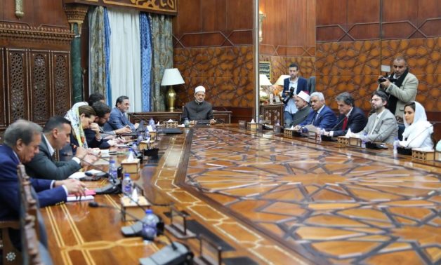 Grand Imam of Al Azhar, Sheikh Ahmed Al Tayeb met on Sunday with a number of French journalists and intellectuals at the Sheikhdom of Al-Azhar Al-Sharif - press photo