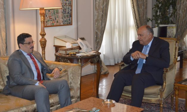 Egyptian Foreign Minister Sameh Shoukry and Yemen's Foreign Minister Ahmed BinMubarak hold talks in Cairo - Egyptian Ministry of Foreign Affairs