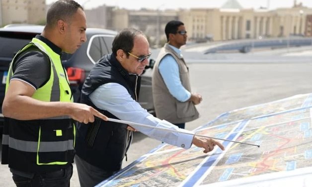 President Abdel Fattah El-Sisi inspected a number of construction projects of highways and bridges in Giza- press photo