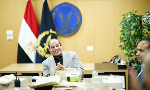 President Abdel-Fattah El-Sisi made an unexpected visit to Nasr City 1 Police Station- press photo