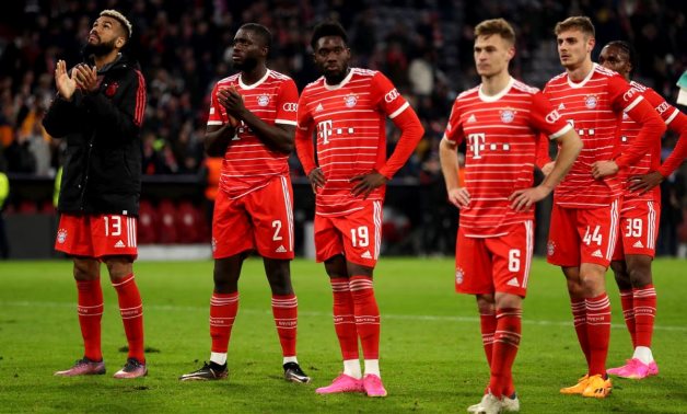 Bayern Munich's Alphonso Davies, Dayot Upamecano and teammates look dejected after the match REUTERS/Leonhard Simon