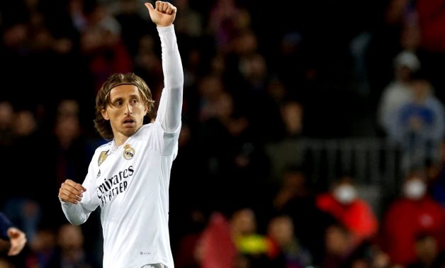Real Madrid's Luka Modric during the match REUTERS/Albert Gea