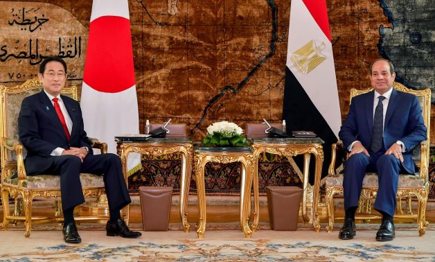Today, President Abdel Fattah El-Sisi received Prime Minister of Japan, Mr. Fumio Kishida, at Al-Ittihadiya Palace on April 30, 2023- press photo