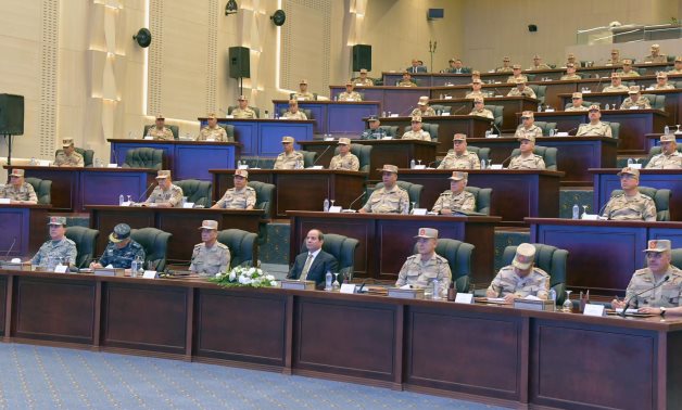 President Abdel Fattah El Sisi, the head of the Supreme Council of the Armed Forces (SCAF) meets with leaders of the Armed Forces on May 4, 2023- press photo