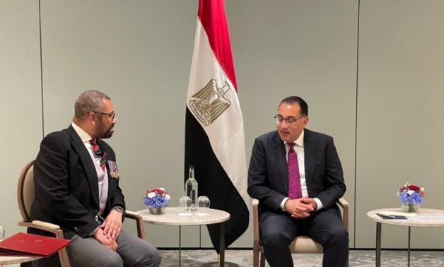 Meeting of Prime Minister Mostafa Madbouli and UK Secretary of State for Foreign, Commonwealth, and Development Affairs James Cleverly in London. May 6, 2023. Press Photo