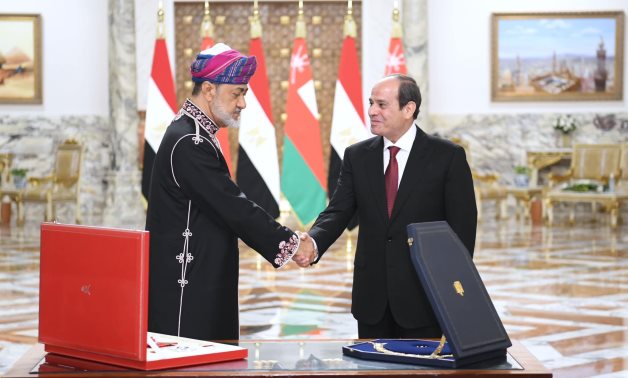 President Abdel Fattah El-Sisi received Sultan of Oman, His Majesty Sultan Haitham bin Tareq Al Said, on Sunday.
