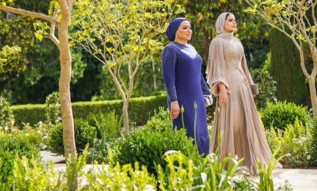 Egypt’s First Lady Entissar El Sisi and her daughter Aya El Sisi attended the Jordanian royal wedding of Crown Prince Hussein bin Abdullah II and Saudi Rajwa Al Saif- Screenshot
