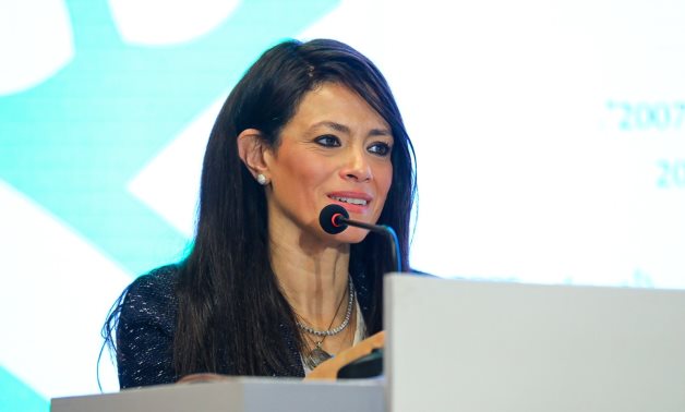 FILE - Minister of International Cooperation Rania al-Mashat