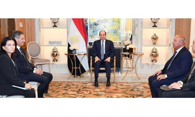 Egyptian President Abdel Fattah El-Sisi meets with Rodolphe Saadé, the CEO of CMA CGM - Presidency
