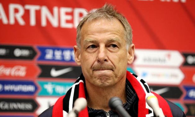 South Korean national soccer team's new head coach Juergen Klinsmann speaks upon his arrival at Incheon International Airport in Incheon, South Korea, March 8, 2023. REUTERS/Kim Soo-hyeon/File Photo