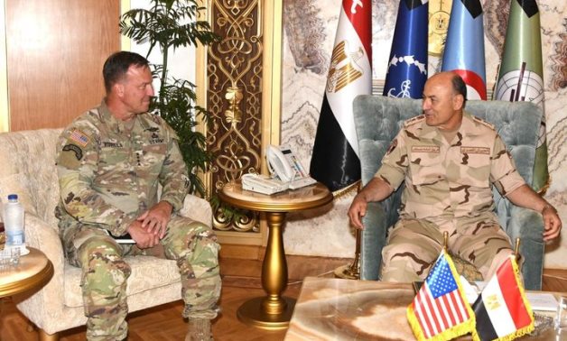 Egyptian Chief of Staff of the Armed Forces, Lieutenant General Osama Askar, met with commander of the US Central Command (CENTCOM) Lieutenant General Michael Corella  in Cairo- press photo